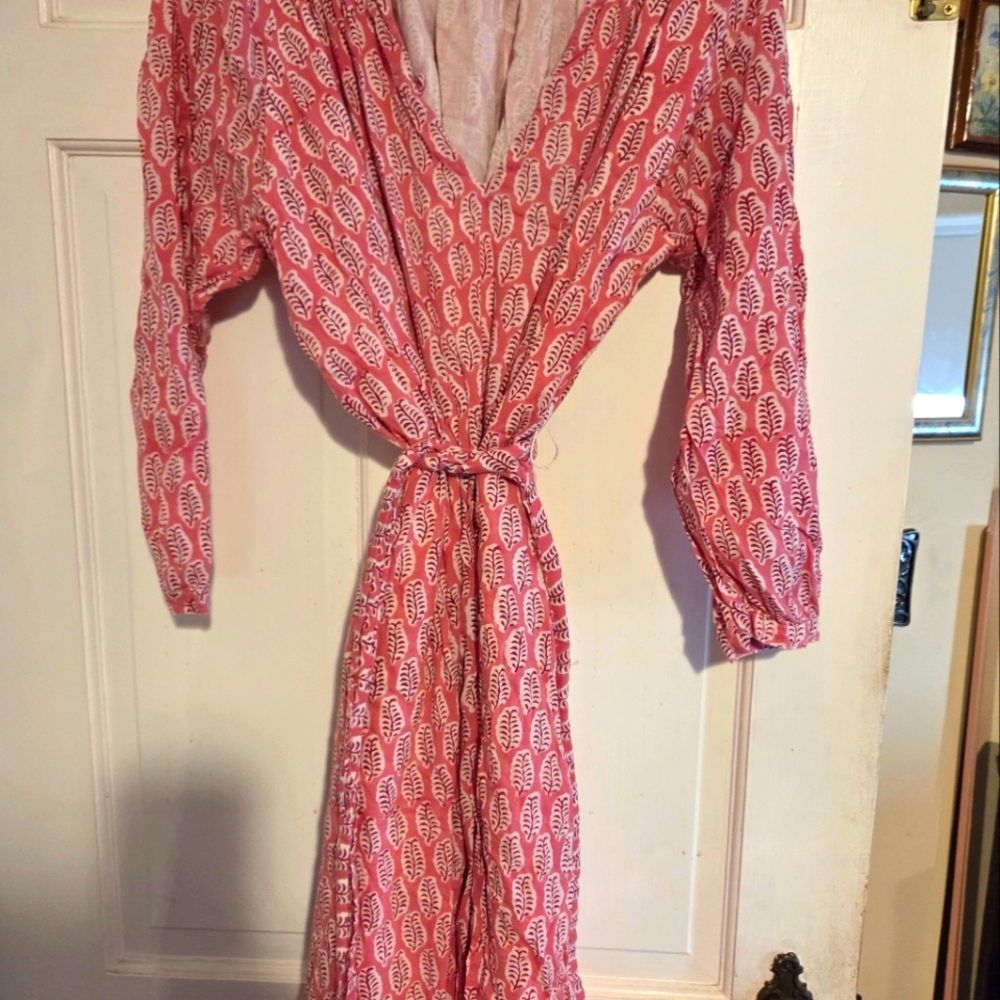 Emerson Fry Pink and Cream Patterned Dress Made In India
